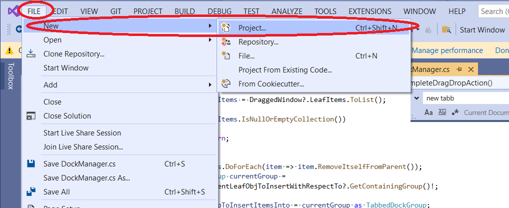 Creating new Project in Visual Studio