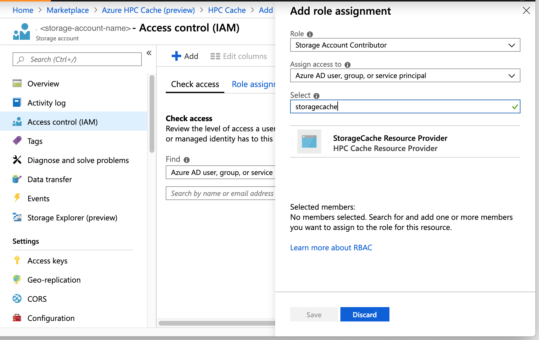 screenshot of add role assignment GUI