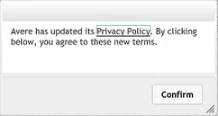 Screenshot to confirm acceptance of privacy policy