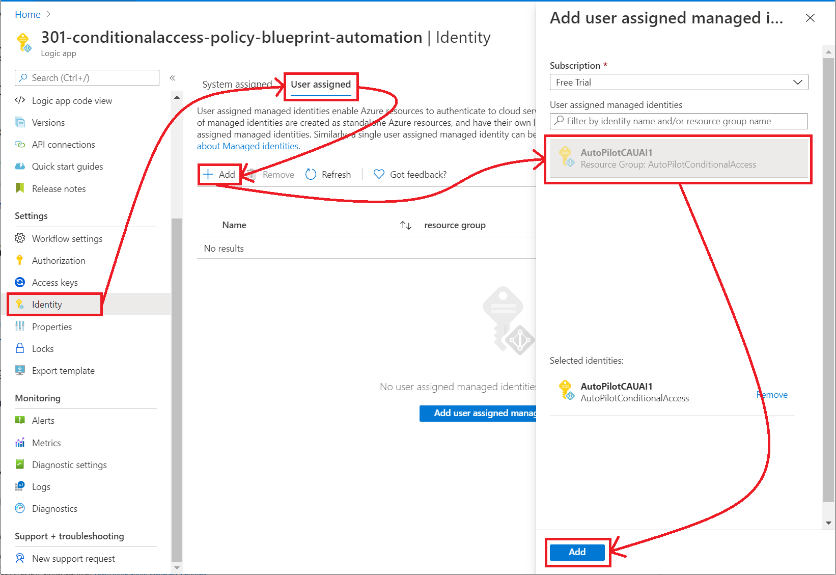 Select managed identity