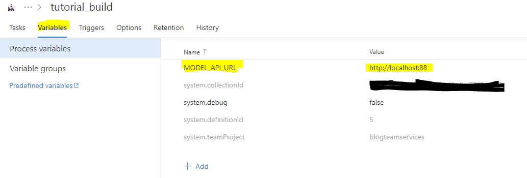 VSTS Defining process variable
