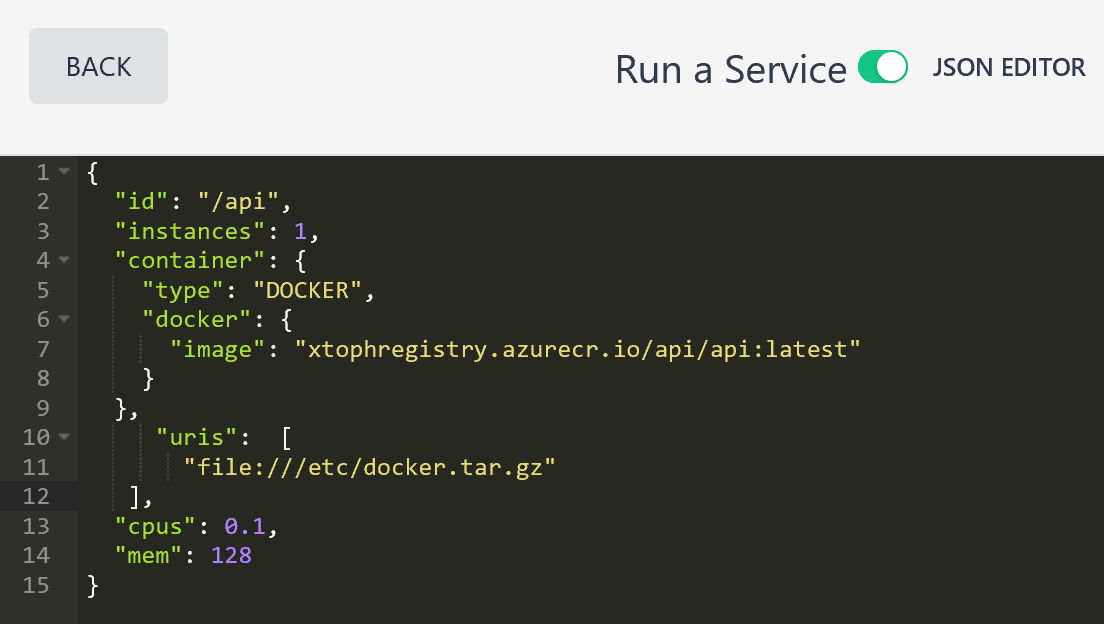 JSON editor with credential path