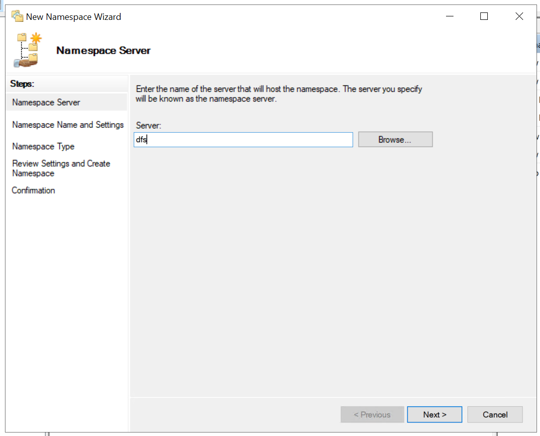 Configure DFS step 2