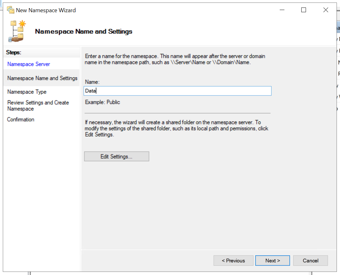 Configure DFS step 3