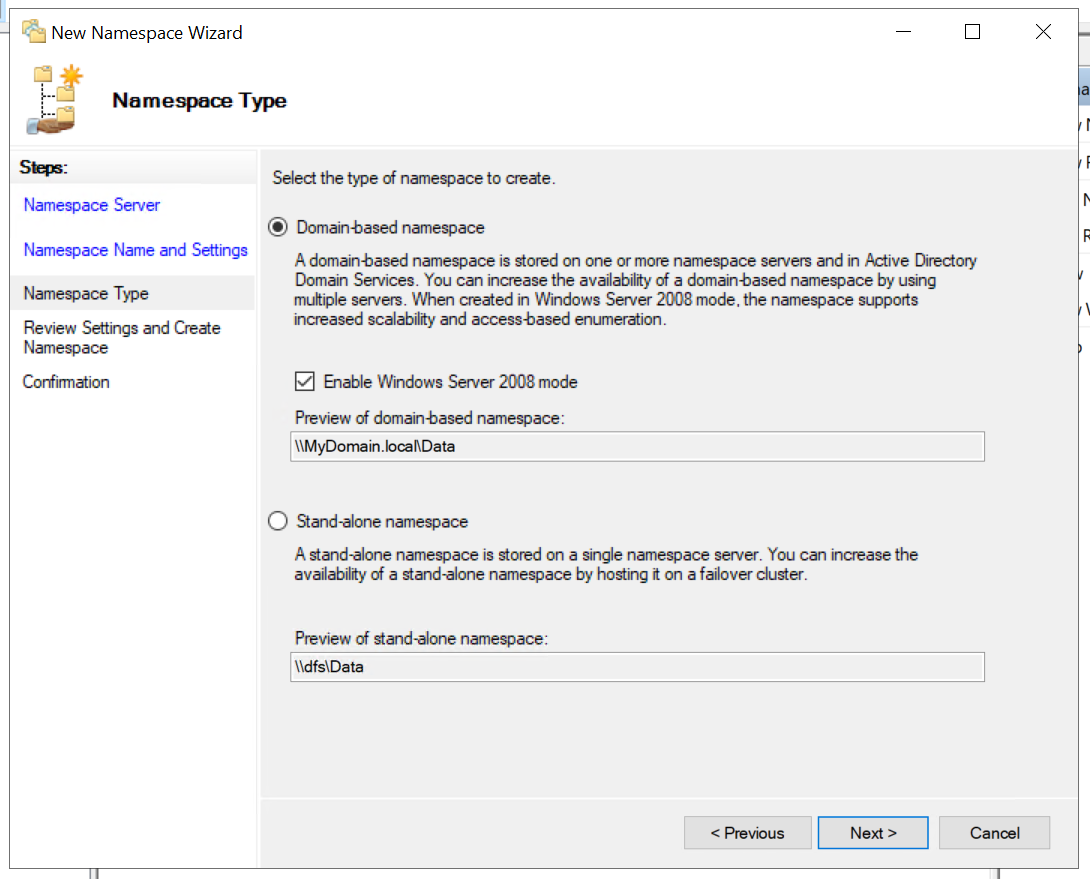 Configure DFS step 4