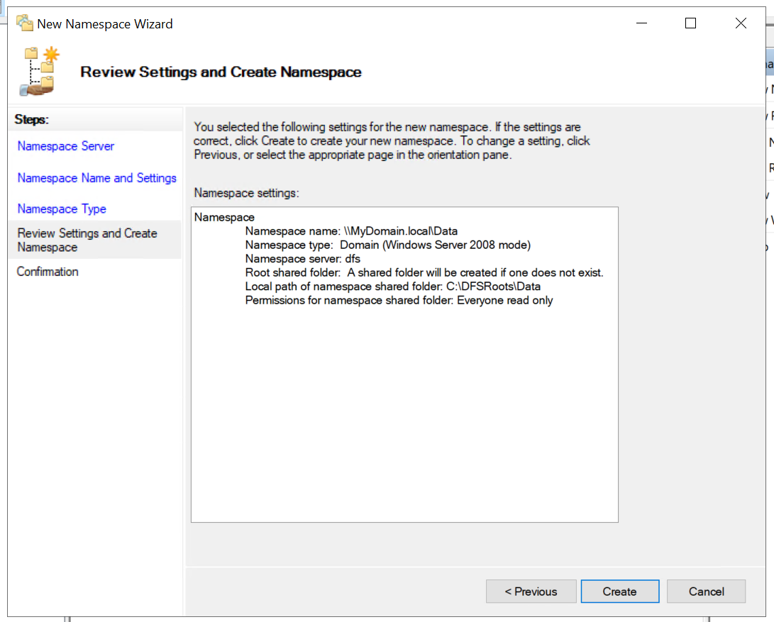 Configure DFS step 5