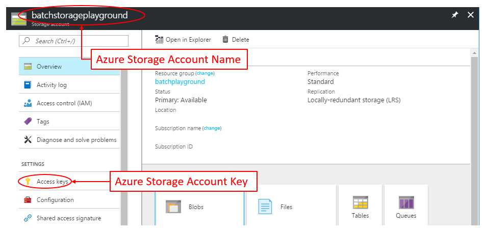 Azure Storage Acccount in the Portal