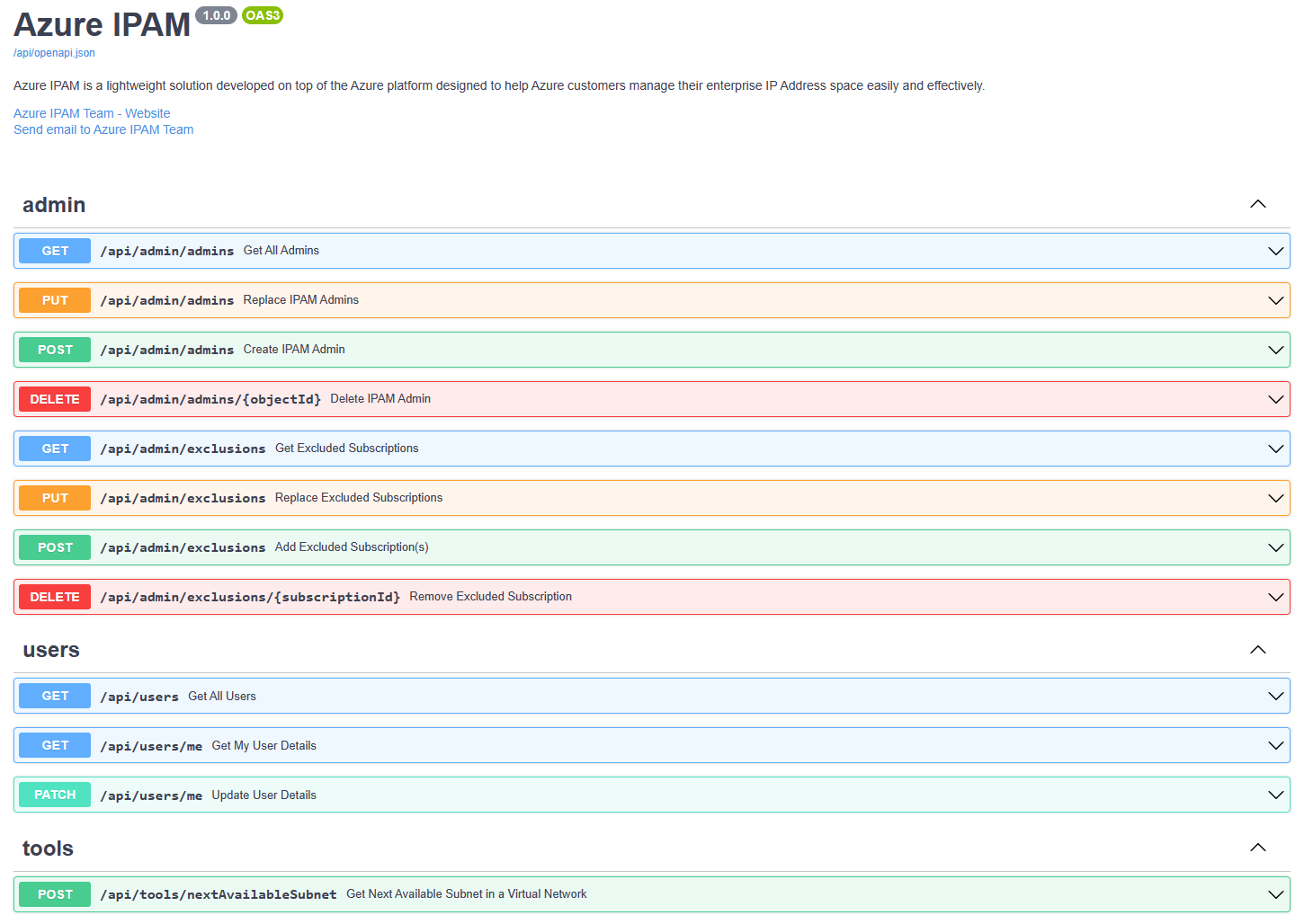 IPAM OpenAPI specification