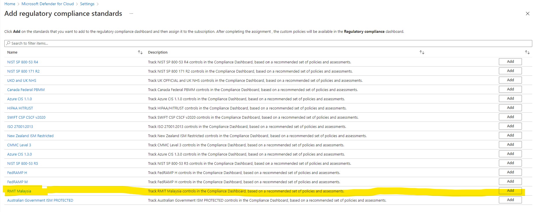 Add regulatory compliance standards