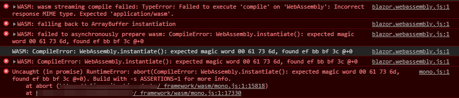 failed to compile expected magic word