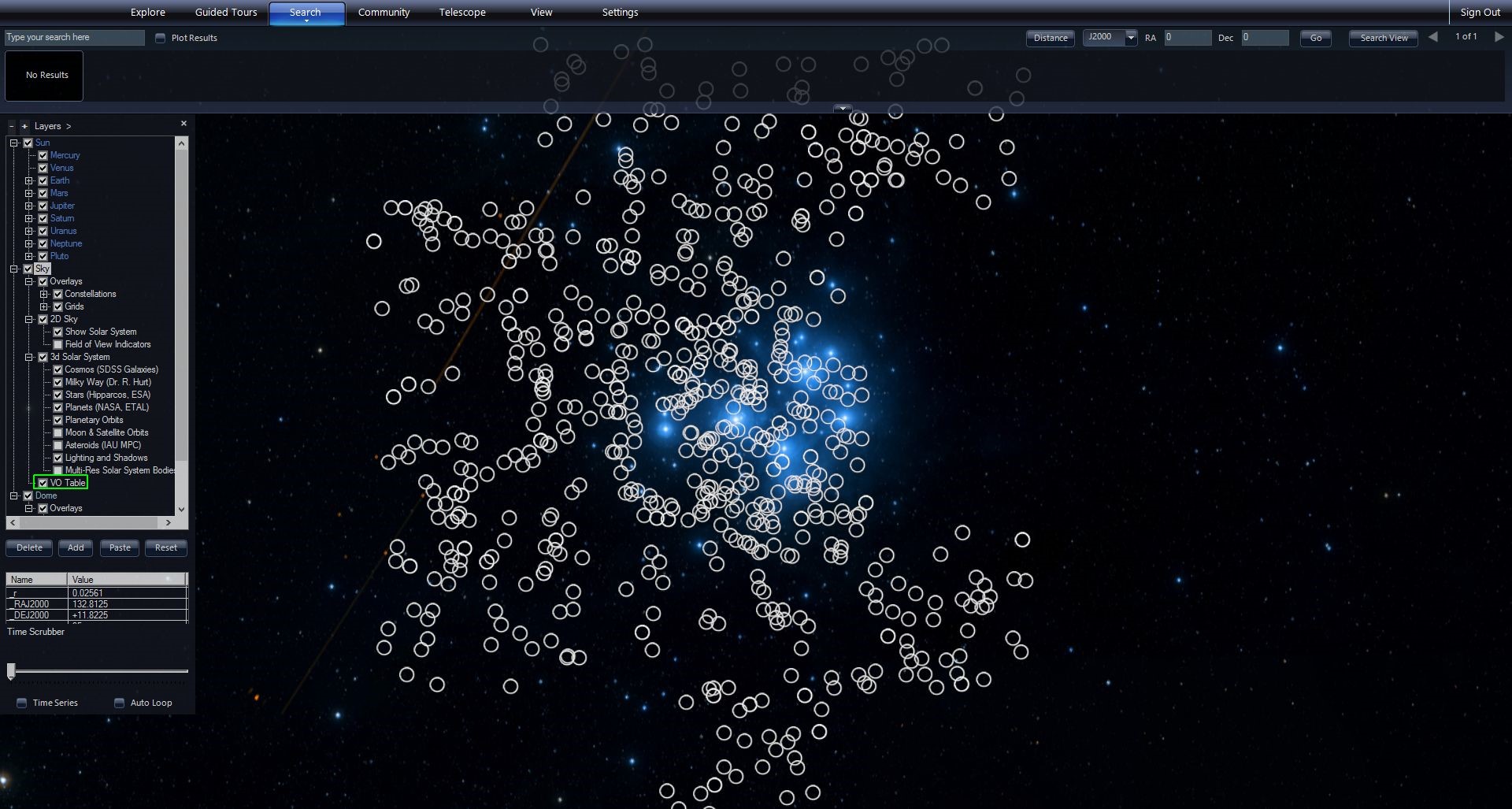 Screen shot of VO Table Plot