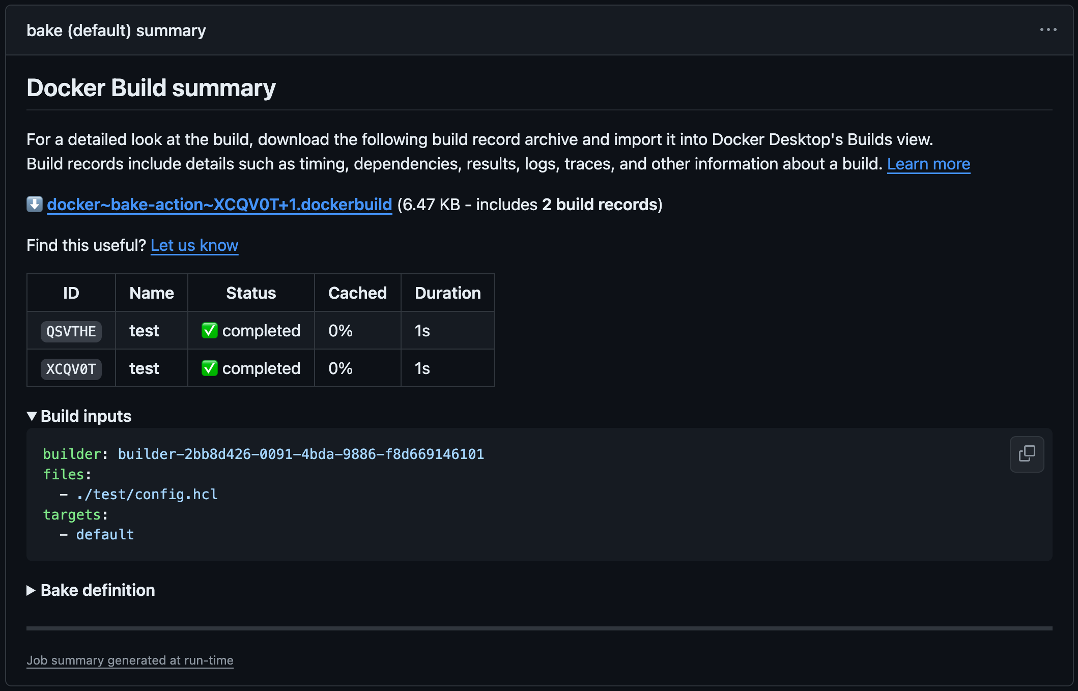 build-push-action job summary