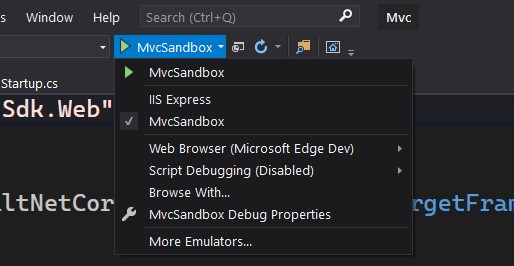 Web host options in Visual Studio