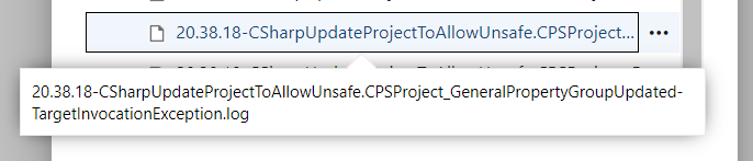 Pipeline Artifacts List Displaying TargetInvocationException.log