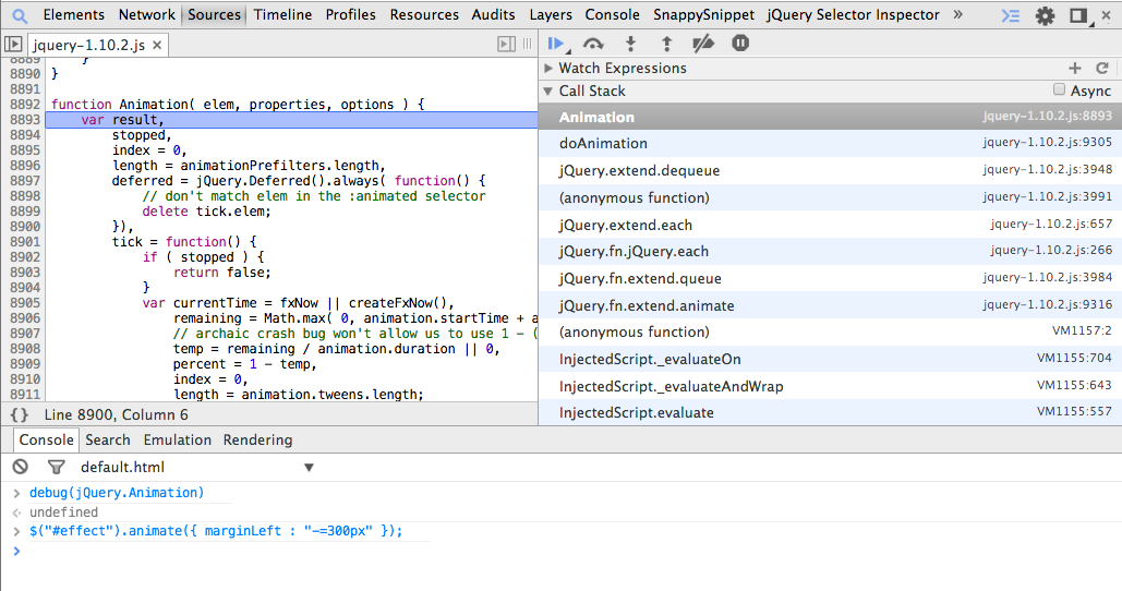 Breaking inside a function with debug()