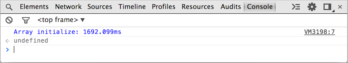 Example of using console.time() and timeEnd()