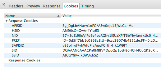 Resource cookies