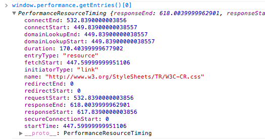 Performance resource timing