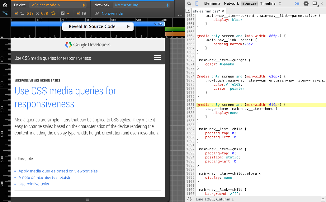 web fundamentals - media queries view