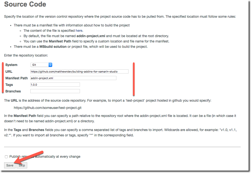 addin build configuration