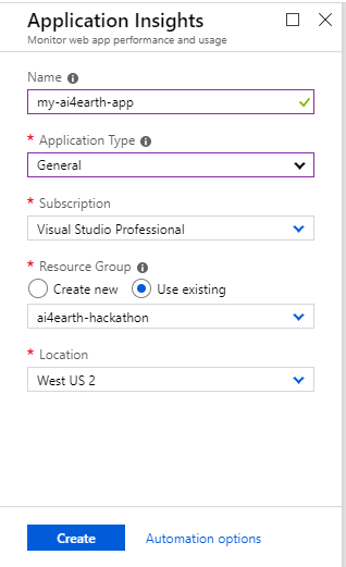 Create App Insights