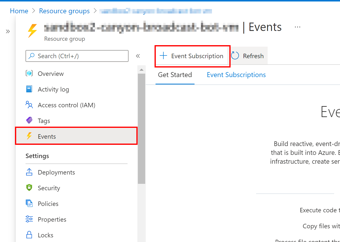 Create event subscription