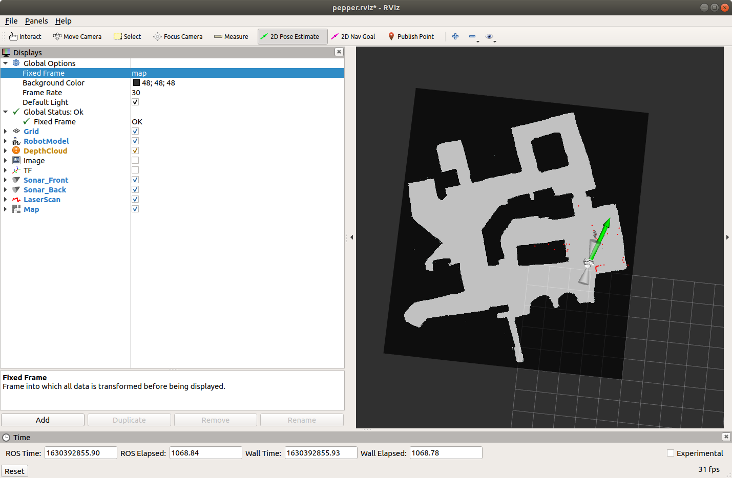 HololensNavigation RVIZ 2D Pose Estimate