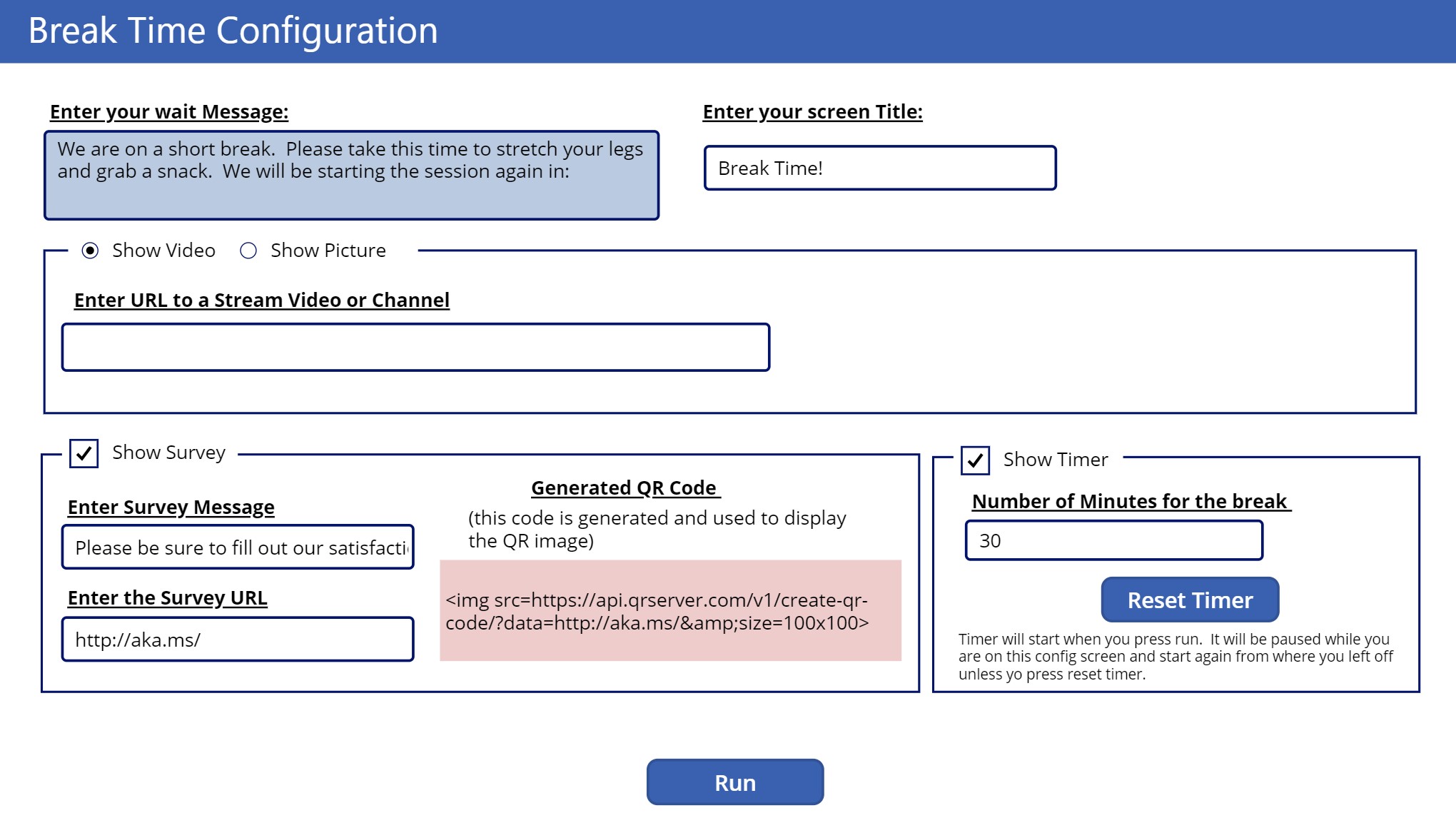 Configuration Screen