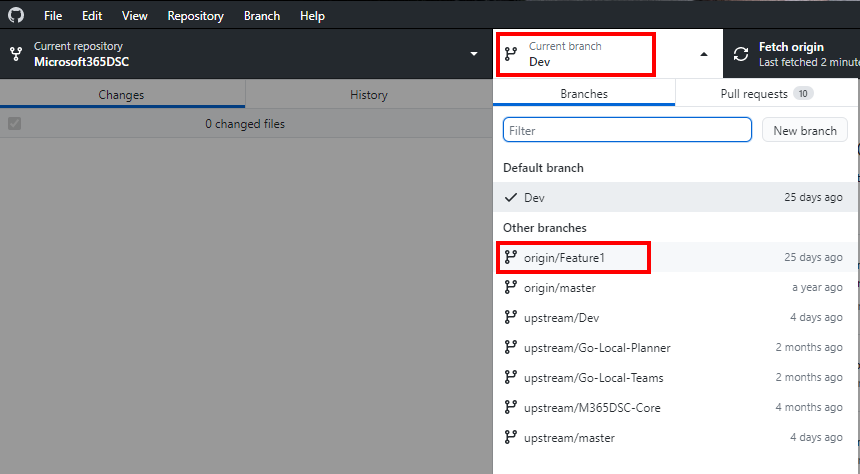 Changing Branch from a Cloned Github Repository