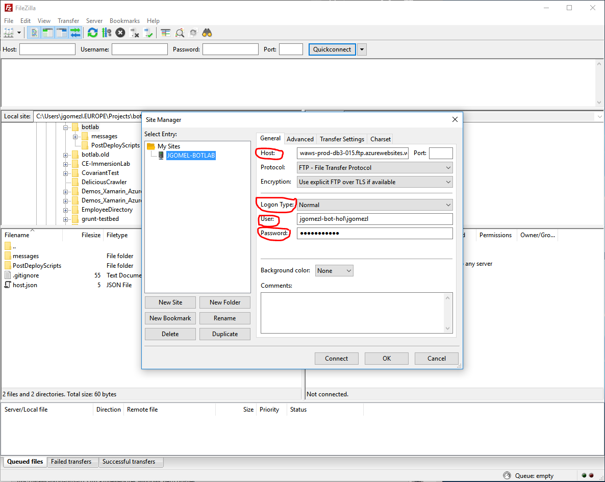 Configuración cliente FTP