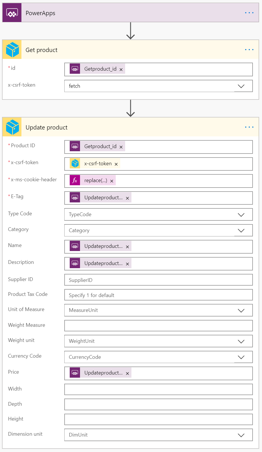 Update product flow details