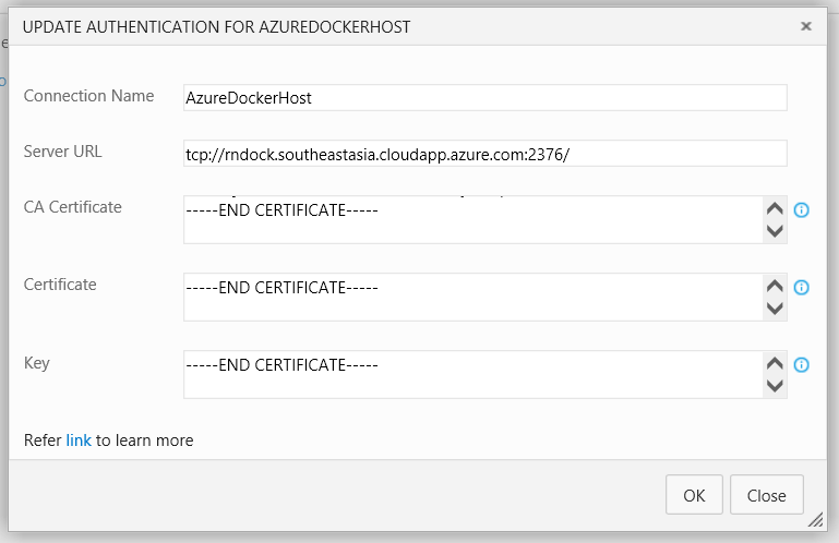 New Docker Host Connection