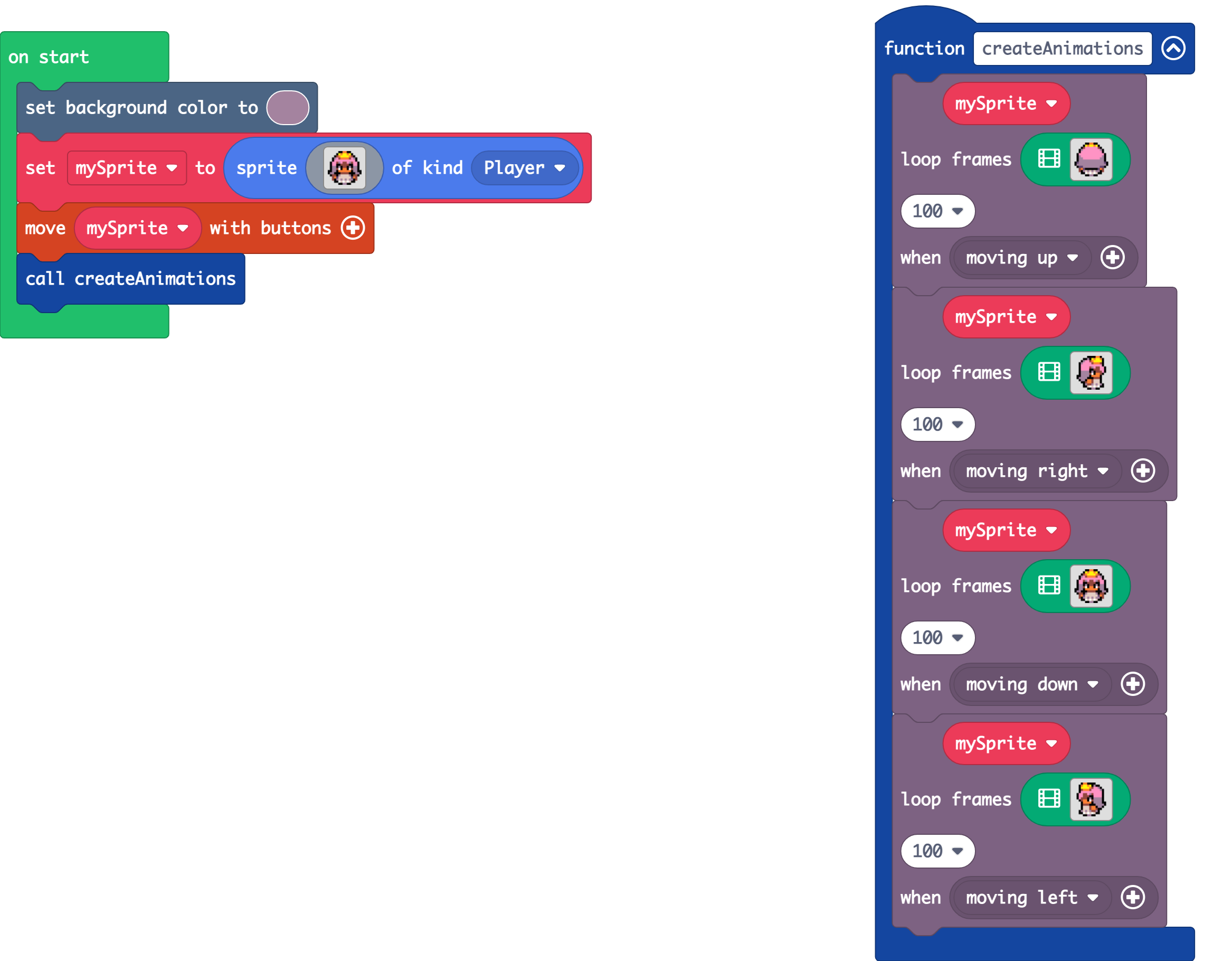 A picture of blocks in the top-down example