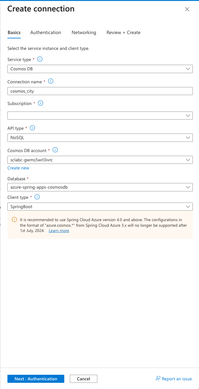 Connect to Cosmos DB database 1 of 4