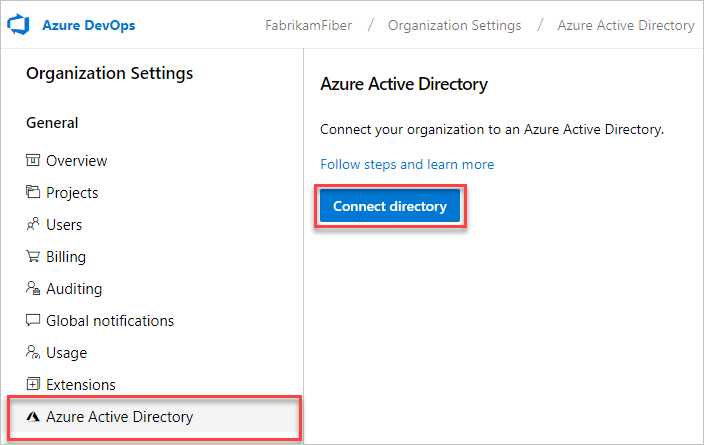 Connect Azure DevOps to Azure AD