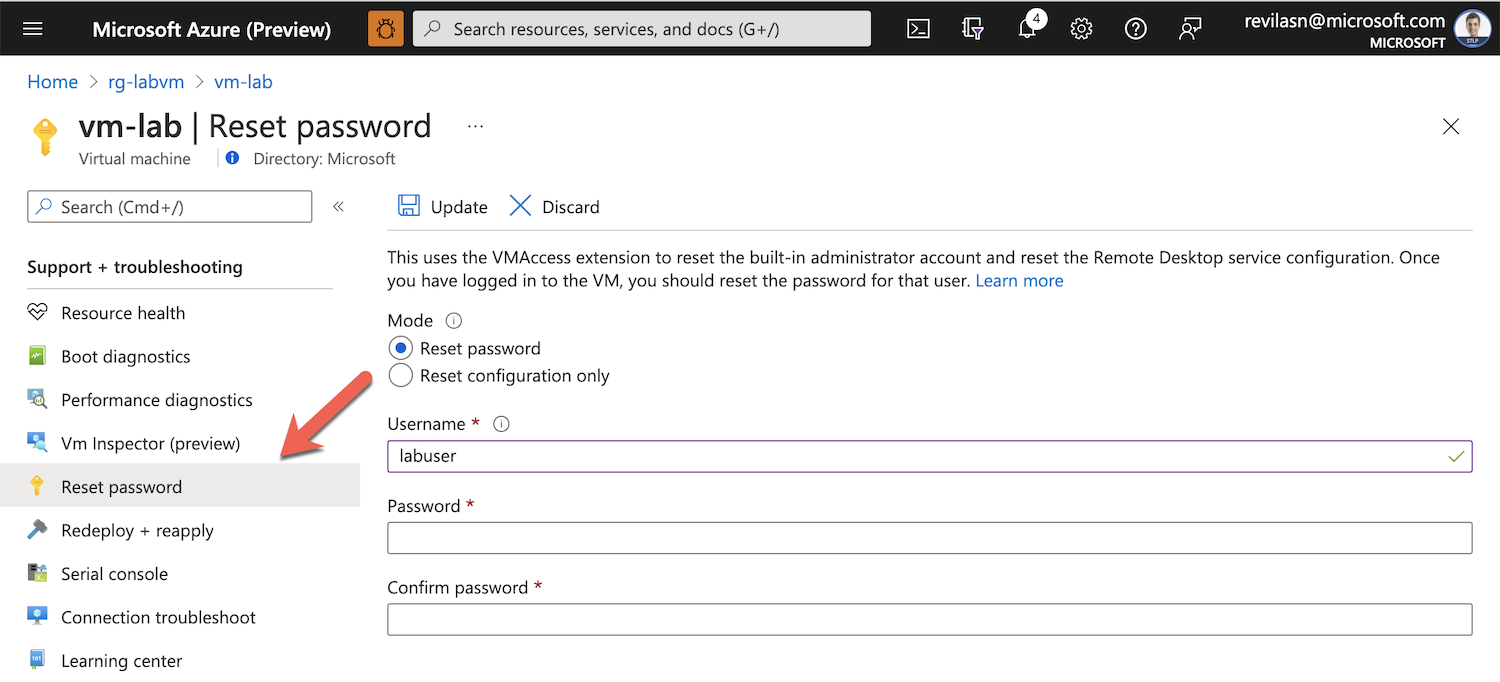 Reset VM password