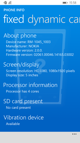 Fixed features view on Nokia Lumia 930 (Windows Phone 8.1 version)