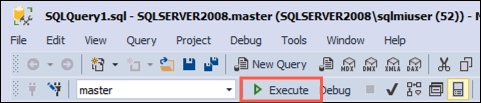 The Execute button is highlighted in the SSMS toolbar.