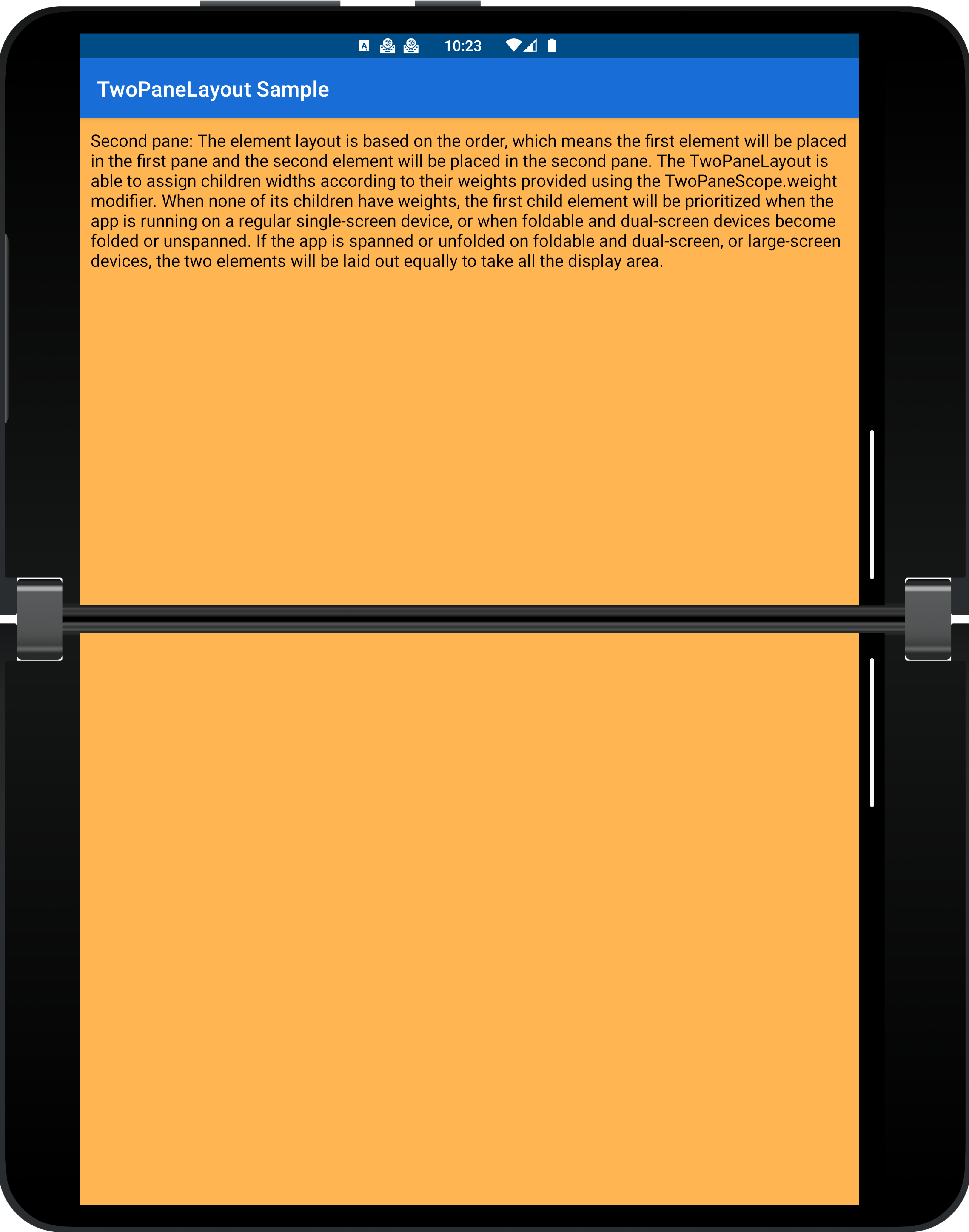 HorizontalSingle pane mode on a dual-screen device