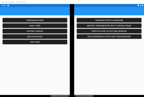 Surface Duo sample app menu