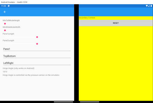 Surface Duo Xamarin.Forms TwoPaneView demo screen