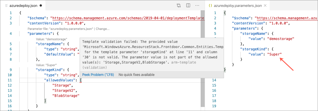 Image showing a parameter validation issue