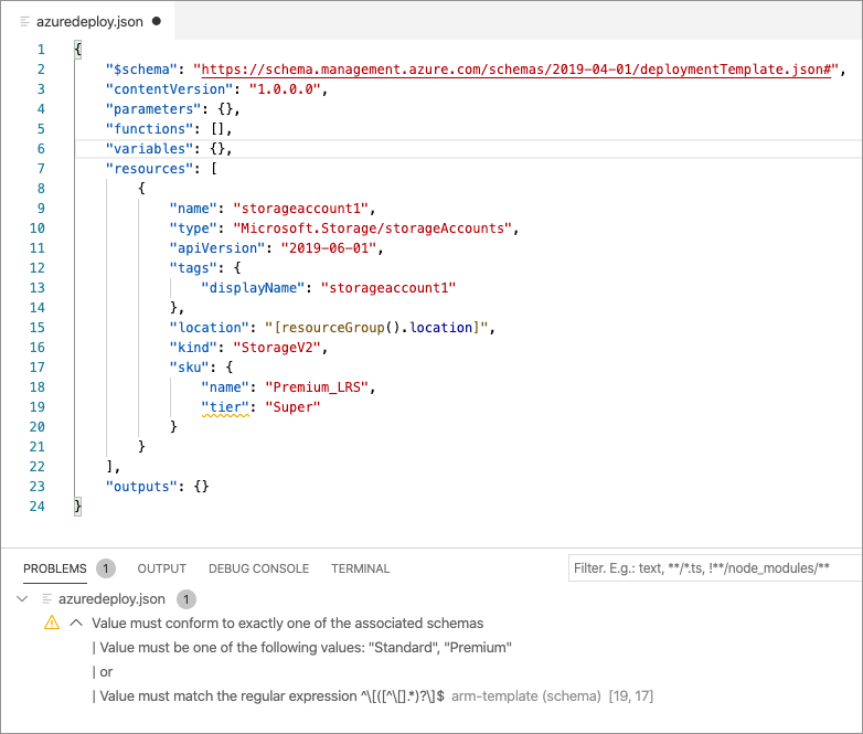 Image showing a schema validation error