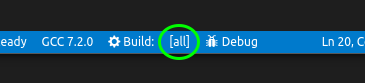 Default target as shown in the status bar