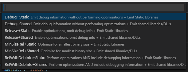 Build types and link modes