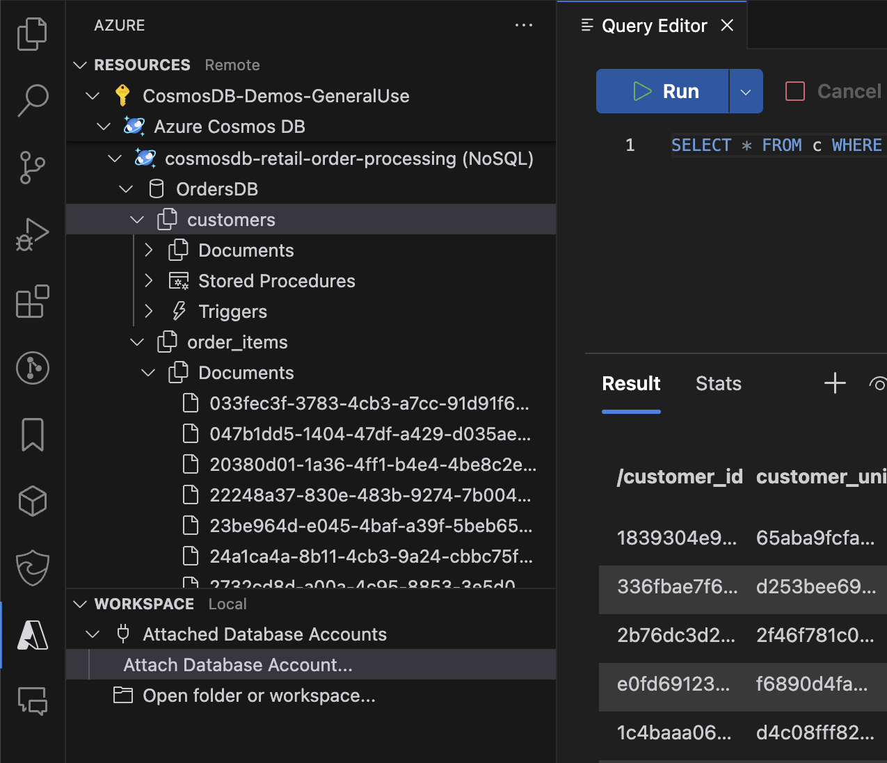 Azure Databases Extension