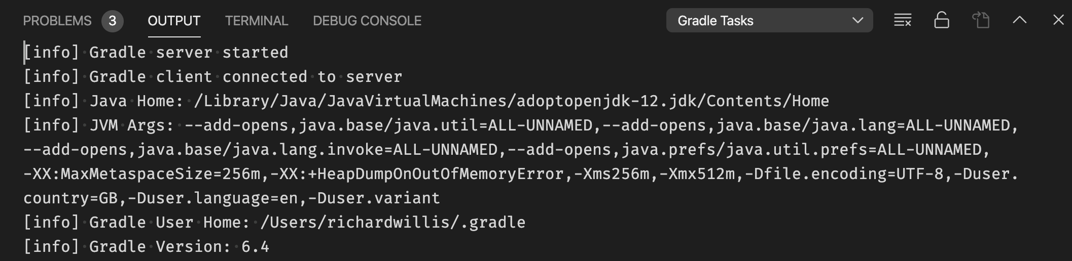 Gradle extension output