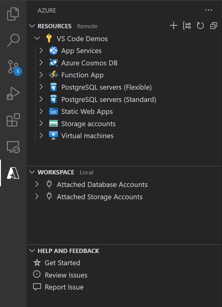 Azure Explorer in VS Code