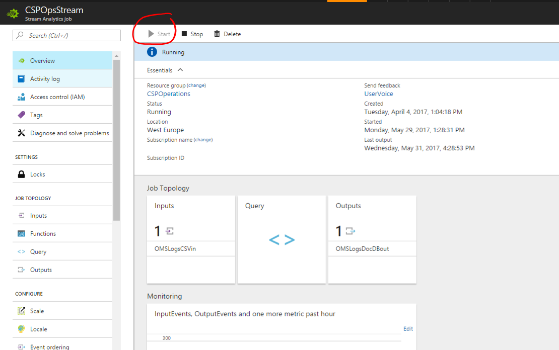 Stream Analytics - Running