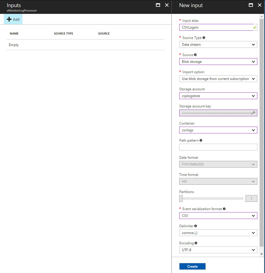 Configure Stream Analytics input